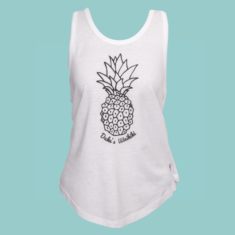 Racer Tank, "Mosaic Pineapple", White