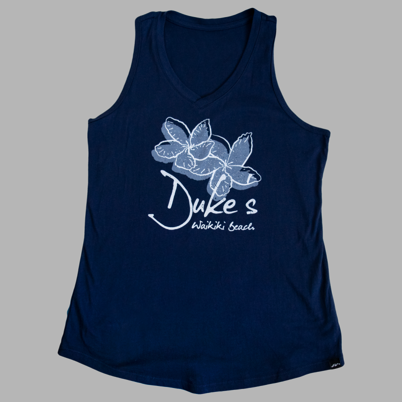 Women's "Plumeria" Tank Top, Navy