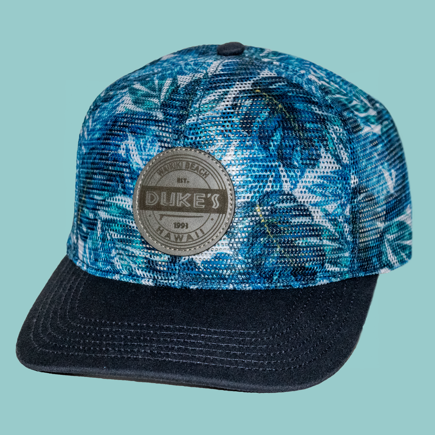 Mesh Cap, "Tropical Blue Leaves"