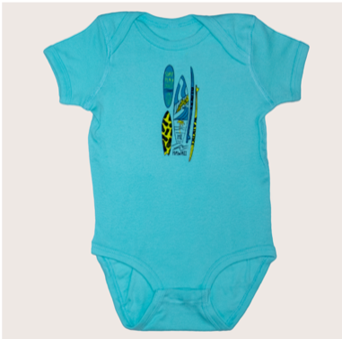 Onesie-Surf Boards, Light Blue